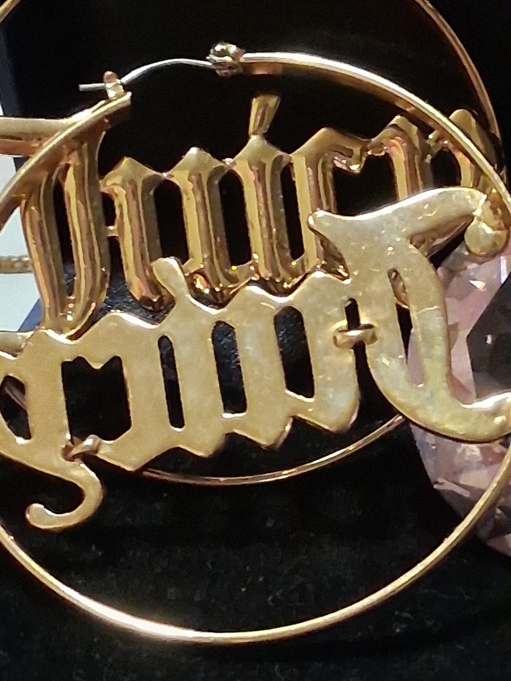 Gold-Tone Women's Nameplate Hoop Earrings - Unbranded